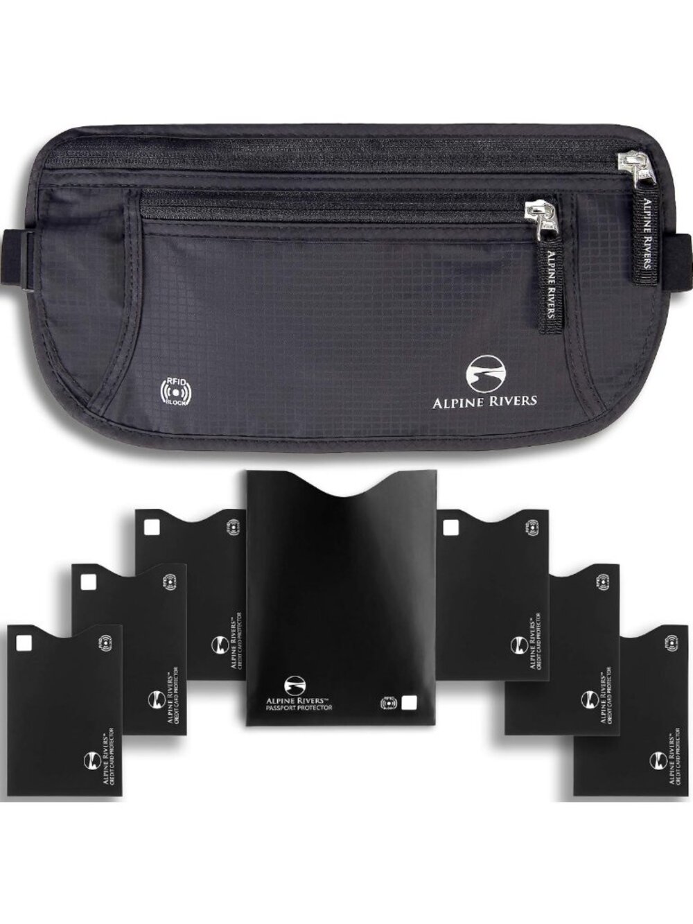 Travel Money Belt - RFID Blocking Hidden Wallet, Secure Onyx Black Design